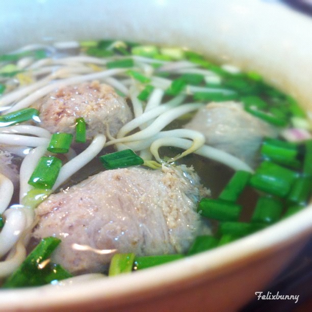 My #foodporn series. | Beef ball noodles with bean sprouts.