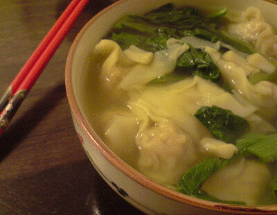 Wontons and Choy Sum in Soup