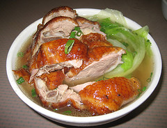 roast duck and noodles